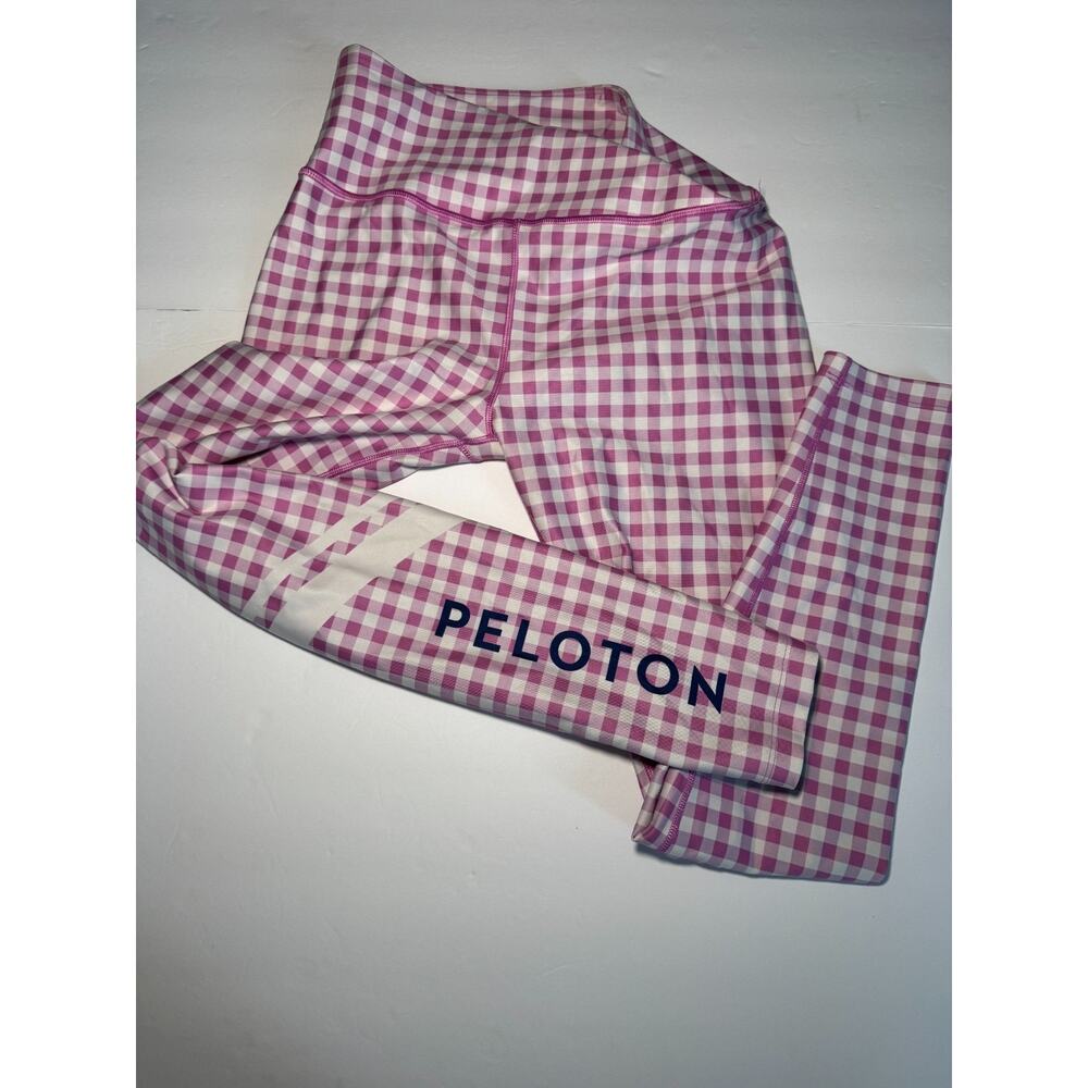 Peloton Leggings Womens Medium Pink Gingham Check High Rise Athletic Yoga Pants - Picture 3 of 5